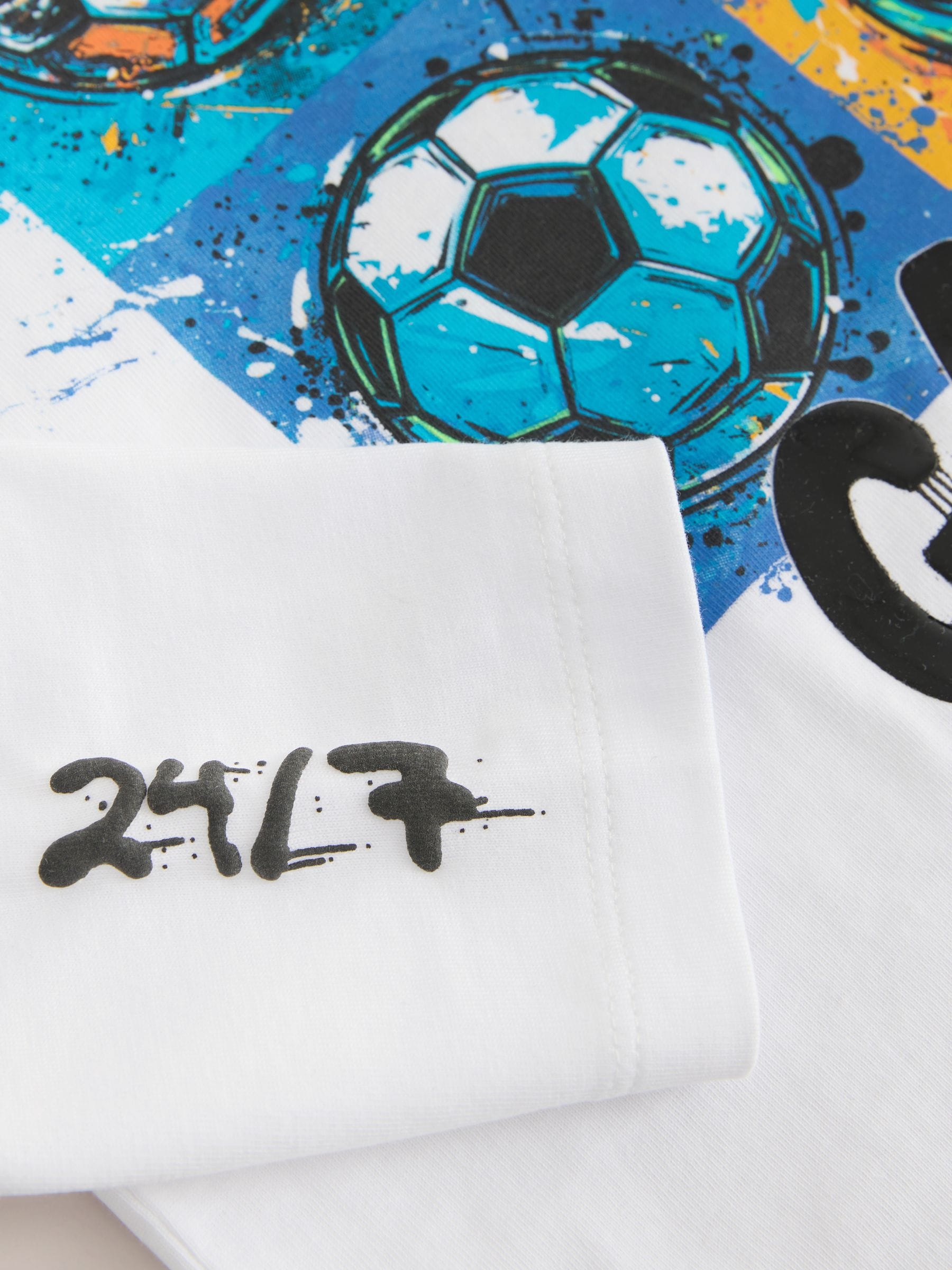 Dsiney Kidz - White Football Relaxed Fit Graphic Long Sleeve Cotton T-Shirt (3-16yrs) image 5
