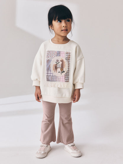 Light Pink Horse Sweatshirt and Flare Leggings Set (3mths-7yrs) image 1