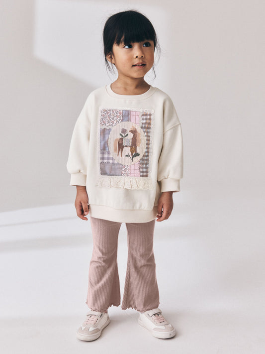Light Pink Horse Sweatshirt and Flare Leggings Set (3mths-7yrs) image 1