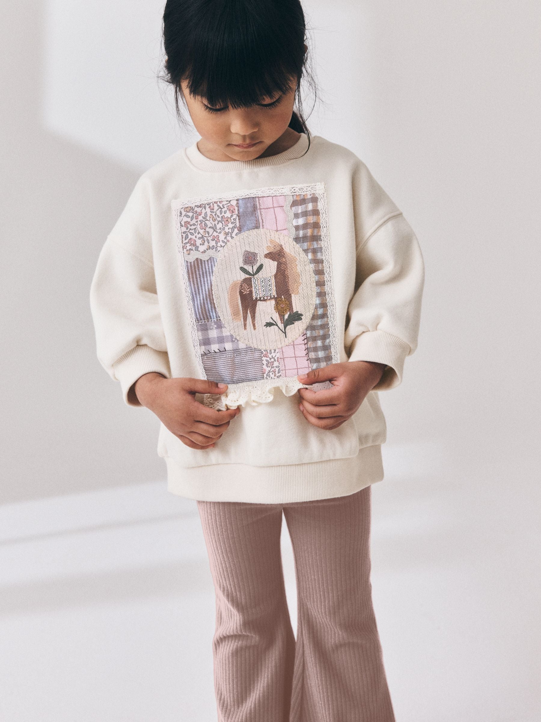 Light Pink Horse Sweatshirt and Flare Leggings Set (3mths-7yrs) image 2