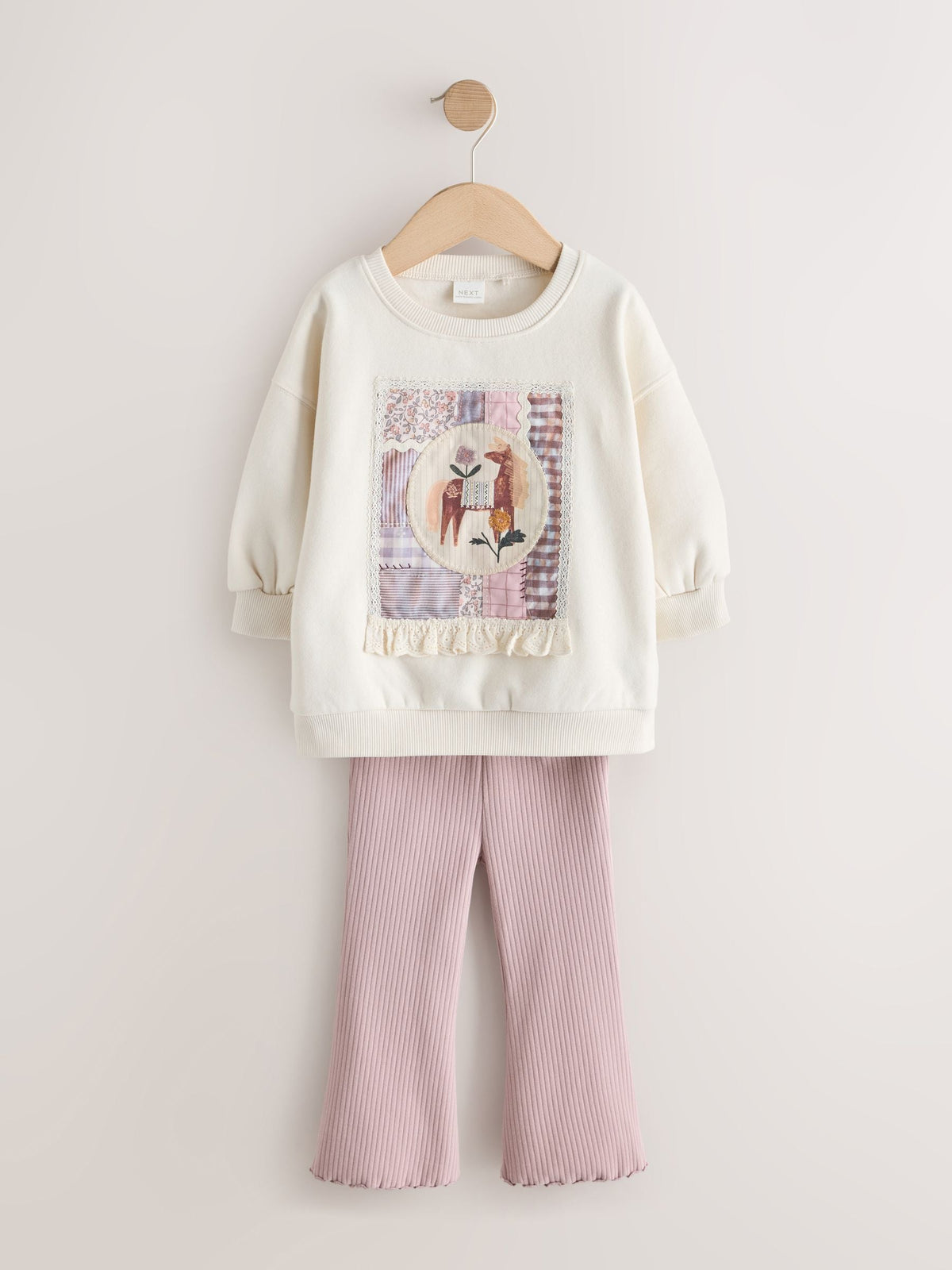 Light Pink Horse Sweatshirt and Flare Leggings Set (3mths-7yrs) image 5