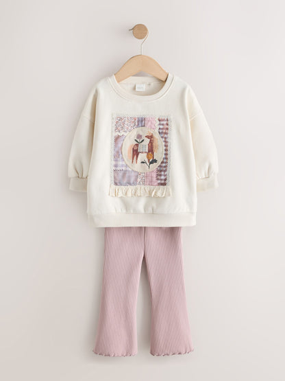Light Pink Horse Sweatshirt and Flare Leggings Set (3mths-7yrs) image 5