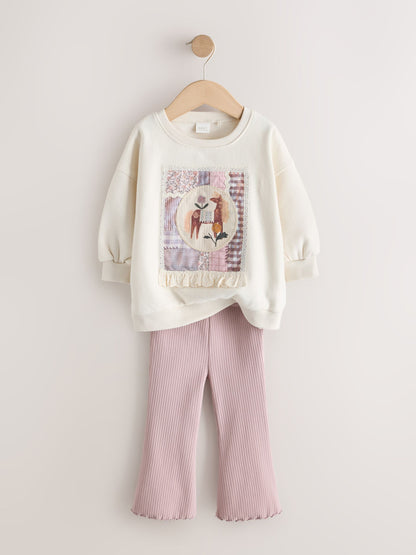 Light Pink Horse Sweatshirt and Flare Leggings Set (3mths-7yrs) image 7
