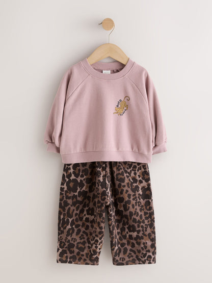 Brown Leopard Print Crew Neck Sweat shirt  & Joggers Set (3mths-7yrs) - image 5