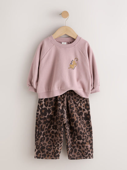 Brown Leopard Print Crew Neck Sweat shirt  & Joggers Set (3mths-7yrs) - image 6