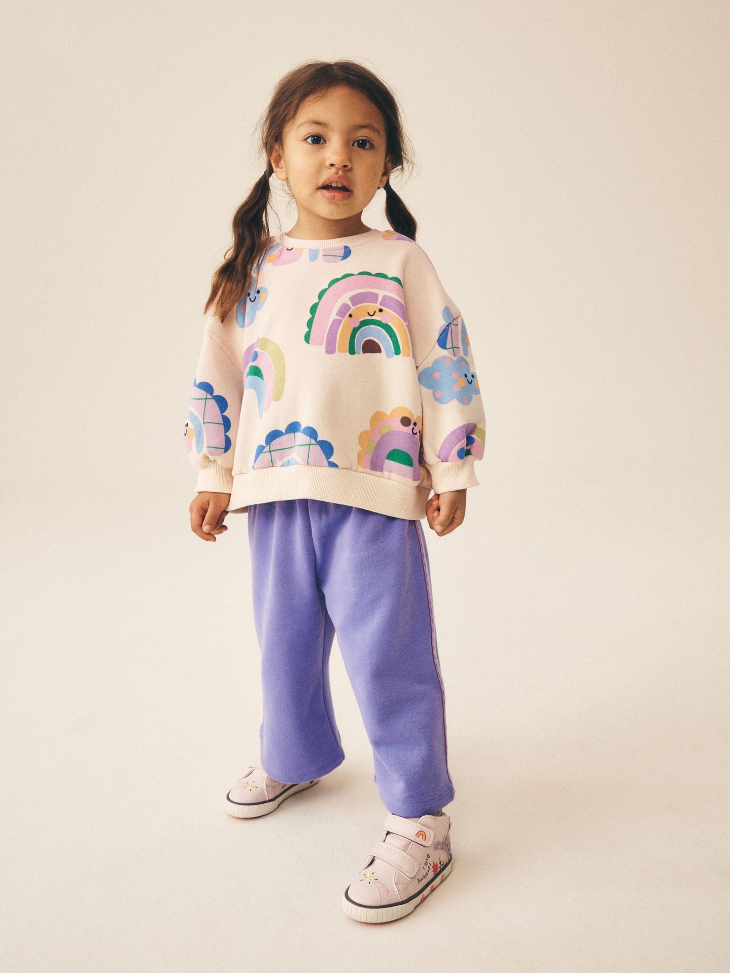 Light Purple Rainbow Sweatshirt and Wide Leg Joggers Set (3mths-7yrs) image 1