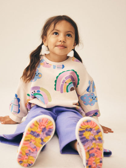 Light Purple Rainbow Sweatshirt and Wide Leg Joggers Set (3mths-7yrs) image 2