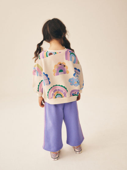 Light Purple Rainbow Sweatshirt and Wide Leg Joggers Set (3mths-7yrs) image 3