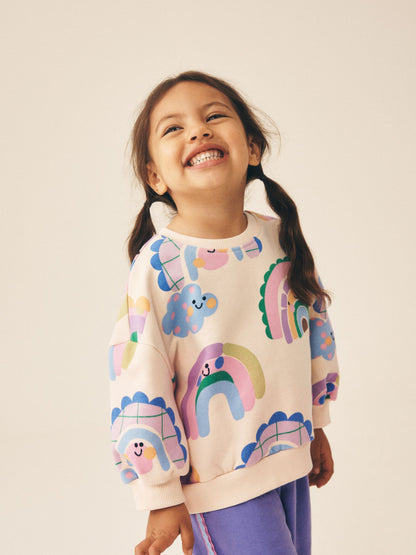 Light Purple Rainbow Sweatshirt and Wide Leg Joggers Set (3mths-7yrs) image 5