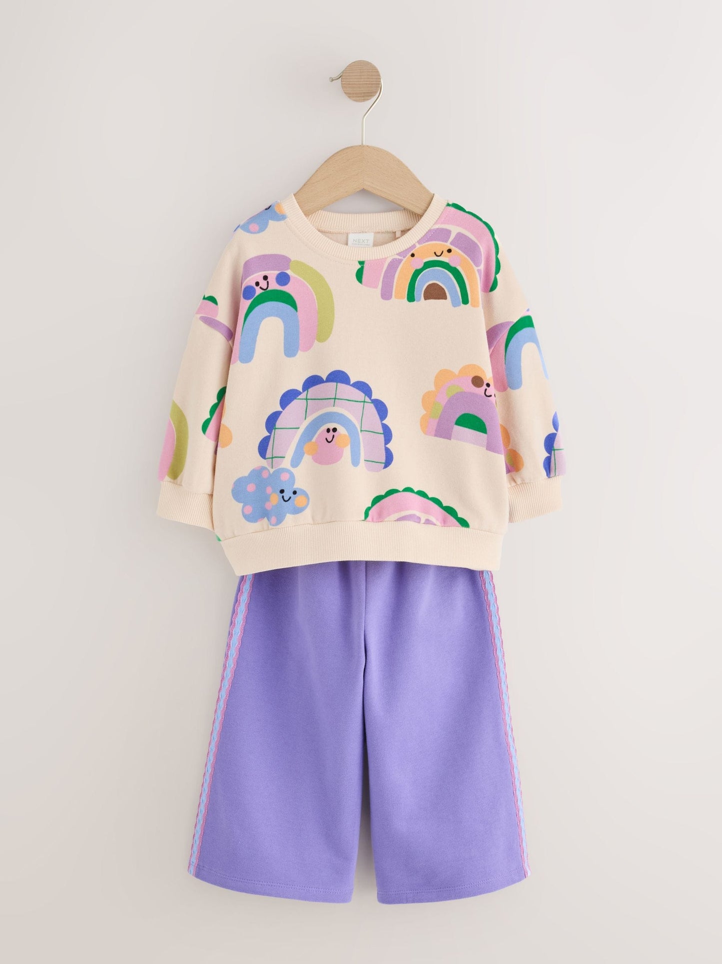 Light Purple Rainbow Sweatshirt and Wide Leg Joggers Set (3mths-7yrs) image 6
