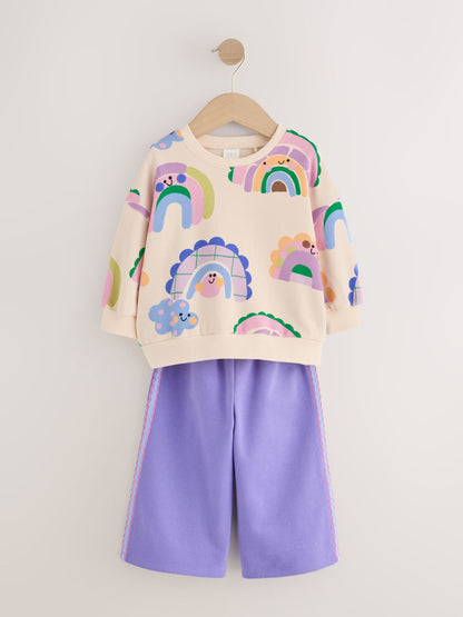 Light Purple Rainbow Sweatshirt and Wide Leg Joggers Set (3mths-7yrs) image 6