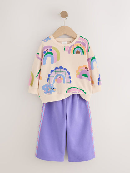 Light Purple Rainbow Sweatshirt and Wide Leg Joggers Set (3mths-7yrs) image 7
