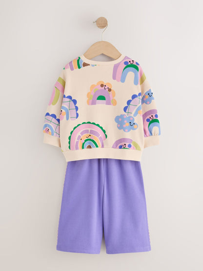 Light Purple Rainbow Sweatshirt and Wide Leg Joggers Set (3mths-7yrs) image 8