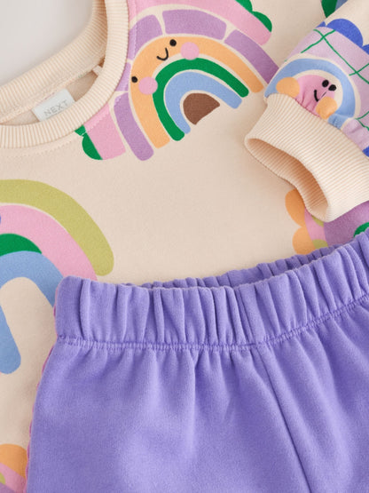 Light Purple Rainbow Sweatshirt and Wide Leg Joggers Set (3mths-7yrs) image 9