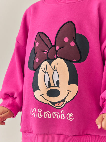 Berry Pink Minnie Mouse Spot Sweatshirt and Flare Set (6mths-7yrs) image 3