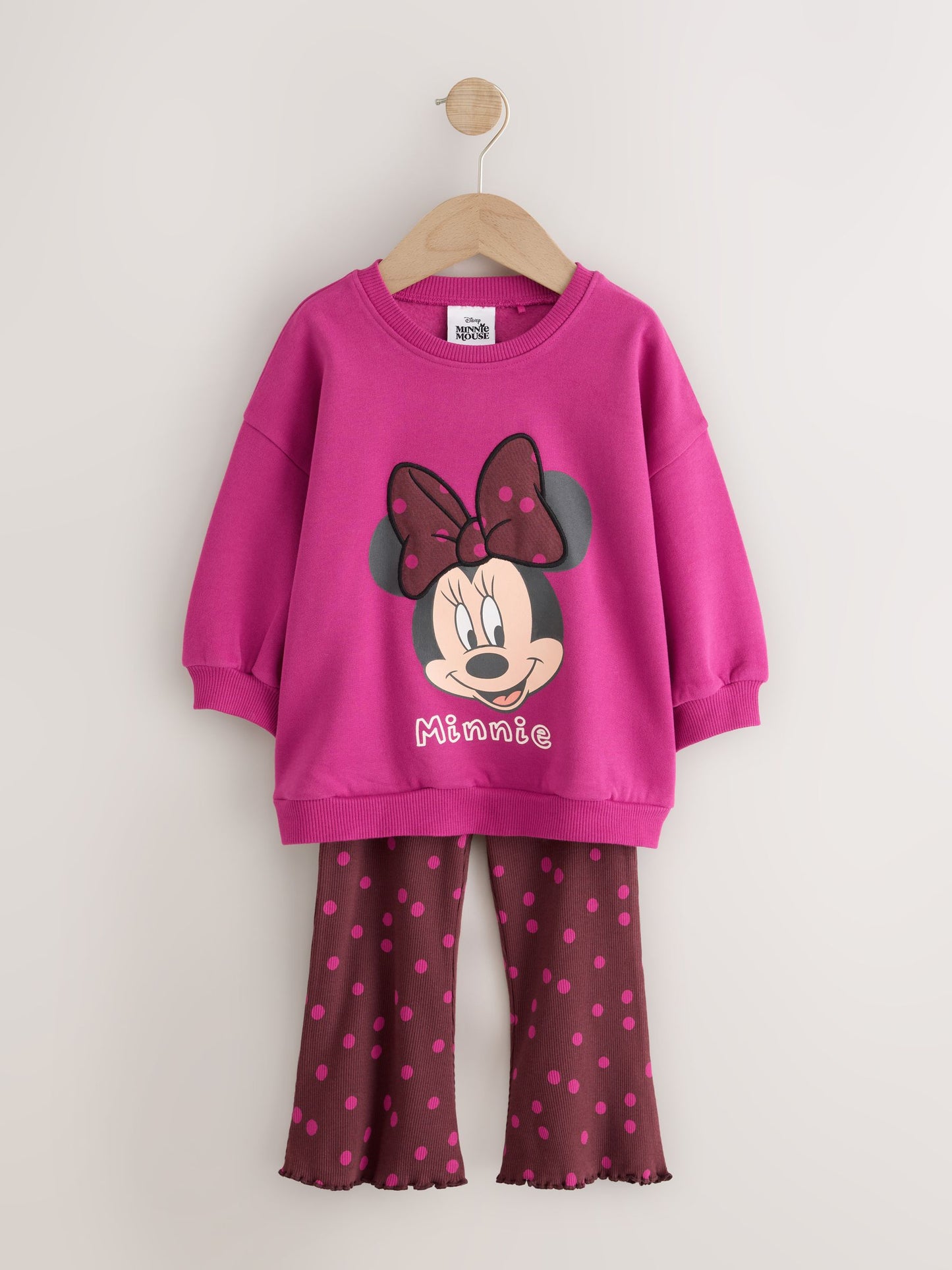 Berry Pink Minnie Mouse Spot Sweatshirt and Flare Set (6mths-7yrs) image 5