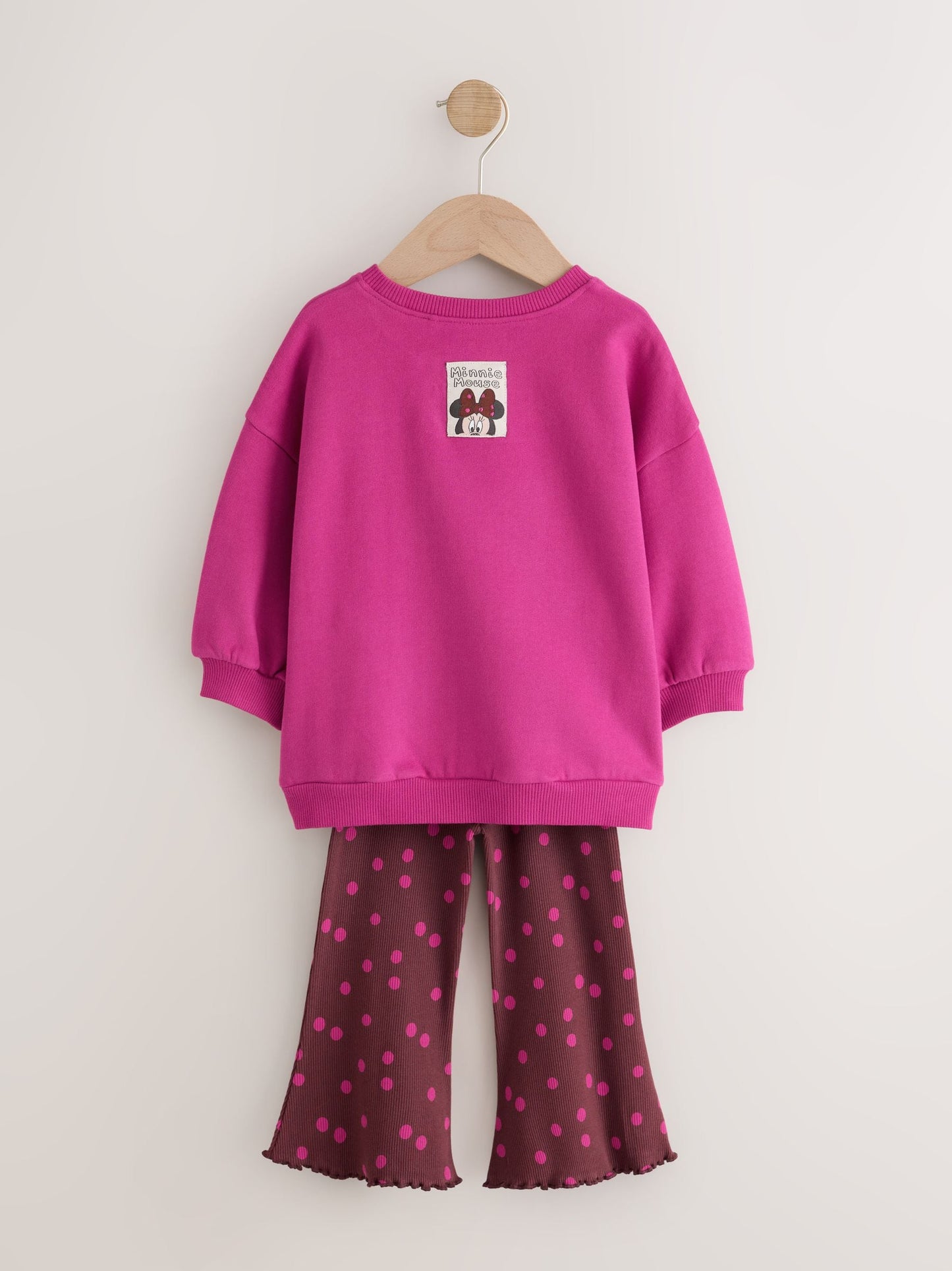 Berry Pink Minnie Mouse Spot Sweatshirt and Flare Set (6mths-7yrs) image 7
