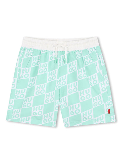 HUGO Green Logo Swim Shorts image 2