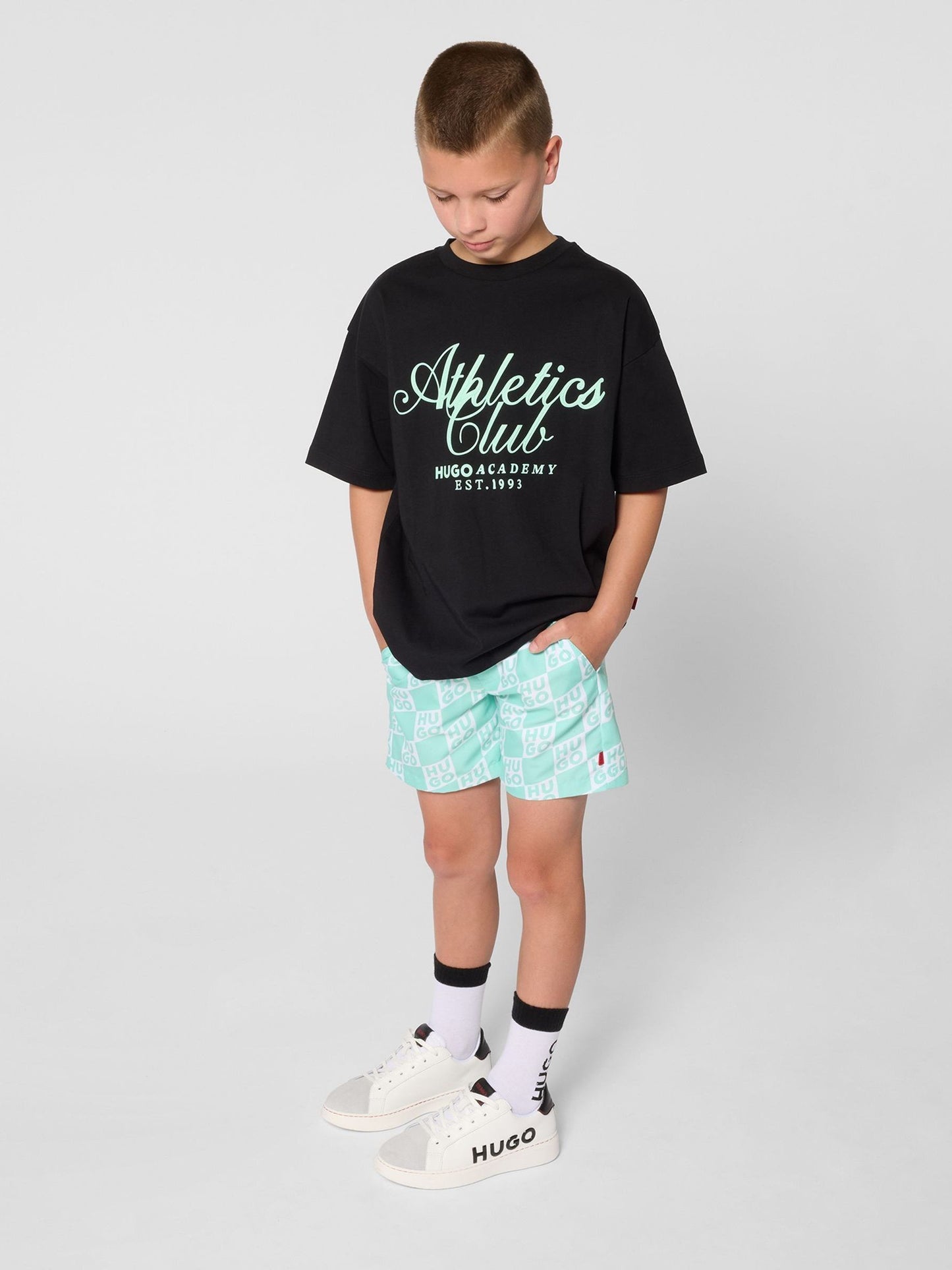 HUGO Green Logo Swim Shorts image 1