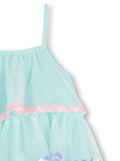 Billieblush Blue Tulle Layered Strappy Sequin Party Occasion Dress image 3