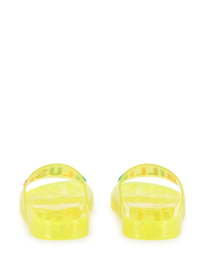 Billieblush Yellow Logo Slide Sandals image 3