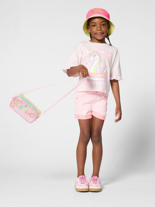 Billieblush Pink Short Sleeve Unicorn Graphic Print T-Shirt image 1
