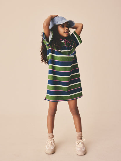 Green / Navy / Pink Stripe Short Sleeve Rugby Dress (3-16yrs) image 2