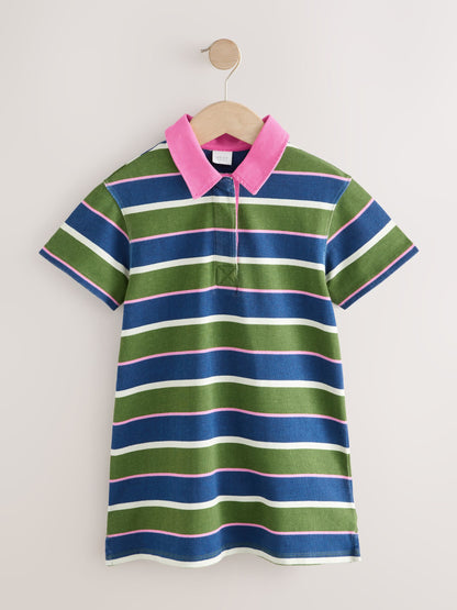 Green / Navy / Pink Stripe Short Sleeve Rugby Dress (3-16yrs) image 6