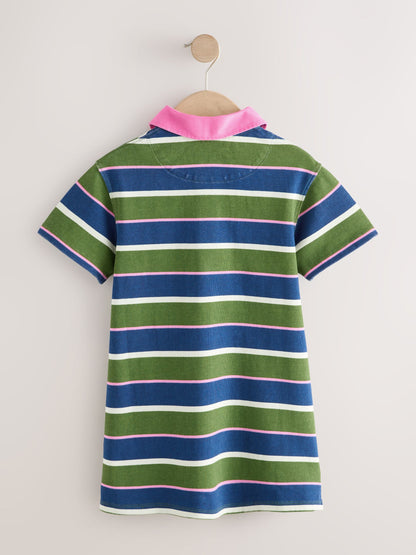 Green / Navy / Pink Stripe Short Sleeve Rugby Dress (3-16yrs) image 7