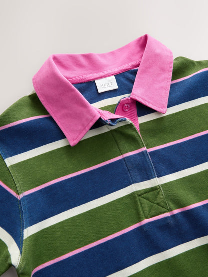 Green / Navy / Pink Stripe Short Sleeve Rugby Dress (3-16yrs) image 8