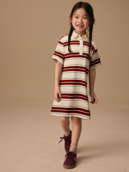Brown/Ecru Stripe Short Sleeve Rugby Dress (3-16yrs) image 1