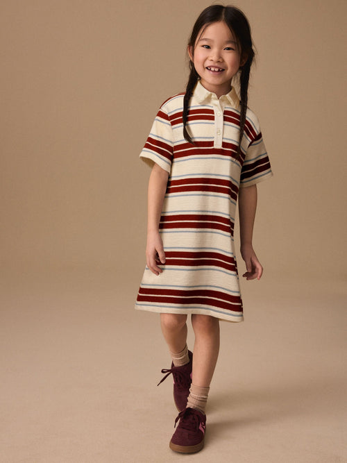 Dsiney Kidz - Brown/Ecru Stripe Short Sleeve Rugby Dress (3-16yrs) image 1