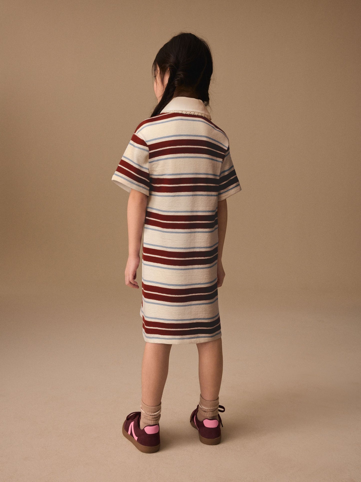 Brown/Ecru Stripe Short Sleeve Rugby Dress (3-16yrs) image 2