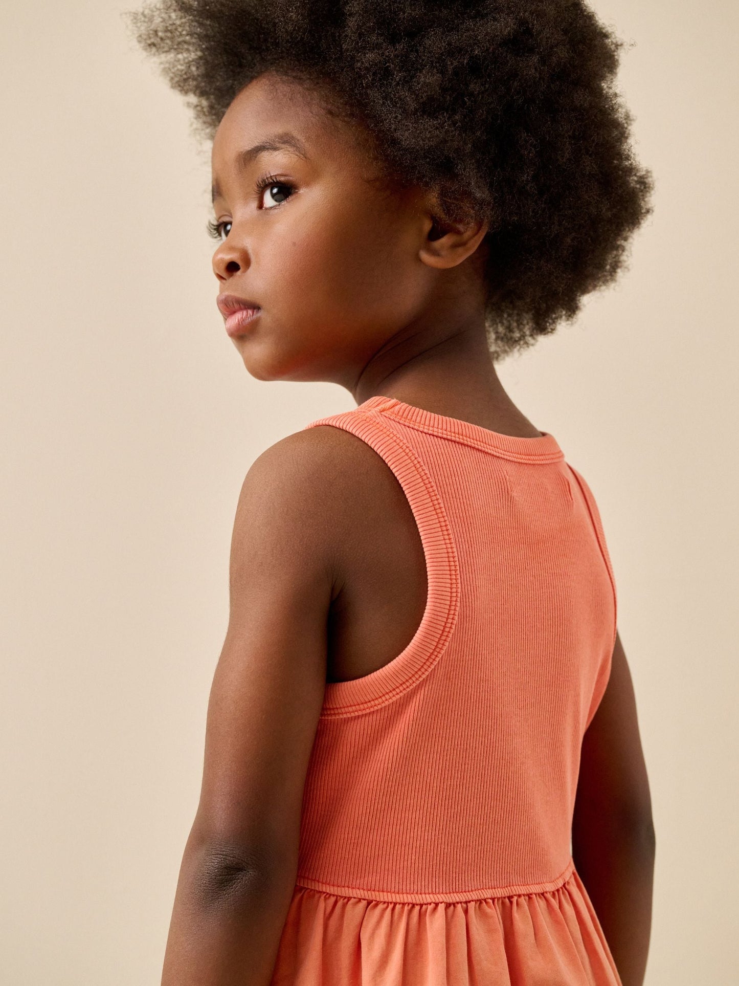 Bright Orange Jersey Woven Mix Sleeveless Dress (3-16yrs) image 3