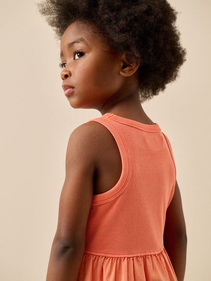 Bright Orange Jersey Woven Mix Sleeveless Dress (3-16yrs) image 3