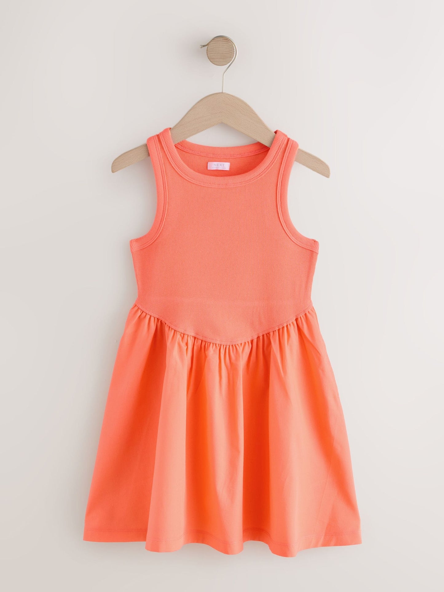 Bright Orange Jersey Woven Mix Sleeveless Dress (3-16yrs) image 5