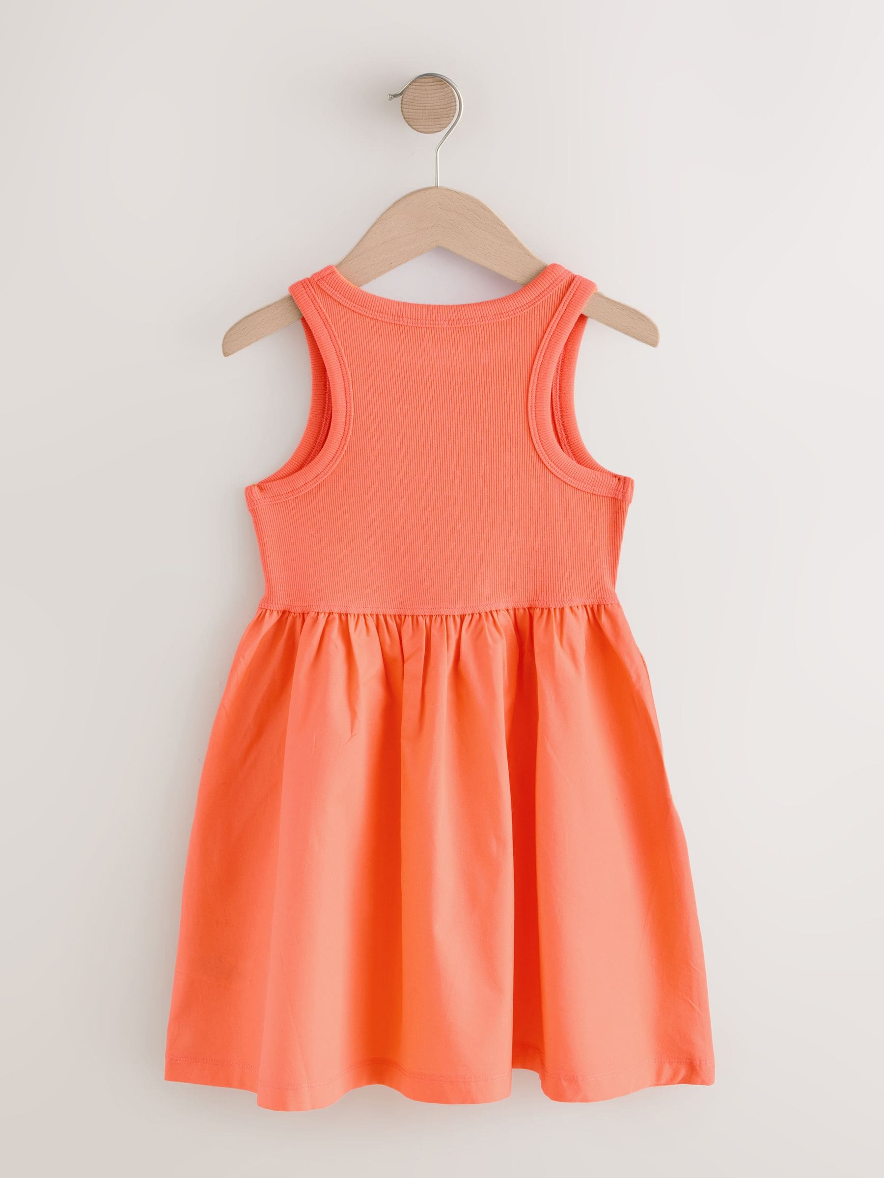Bright Orange Jersey Woven Mix Sleeveless Dress (3-16yrs) image 6