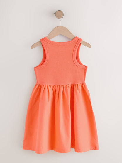 Bright Orange Jersey Woven Mix Sleeveless Dress (3-16yrs) image 6