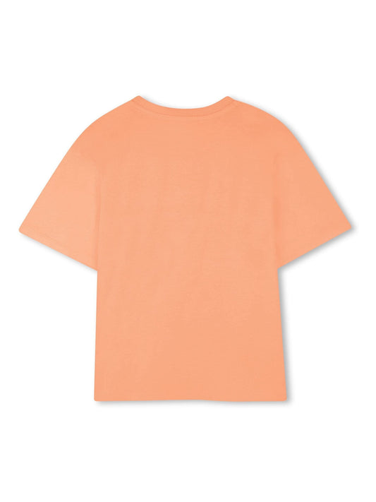 KENZO KIDS Orange Graphic Logo Crew Neck Short Sleeve T-Shirt image 2