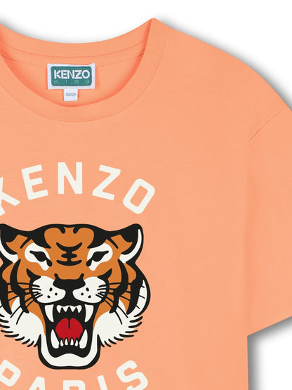KENZO KIDS Orange Graphic Logo Crew Neck Short Sleeve T-Shirt image 3