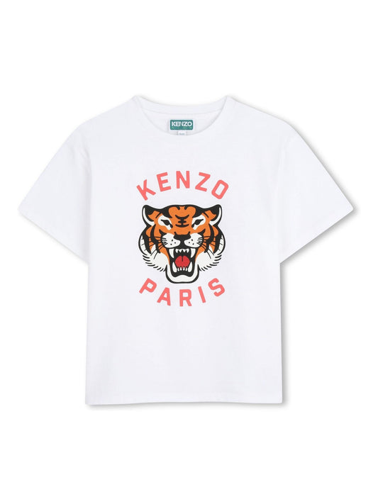 KENZO KIDS White Graphic Logo Crew Neck Short Sleeve T-Shirt image 1