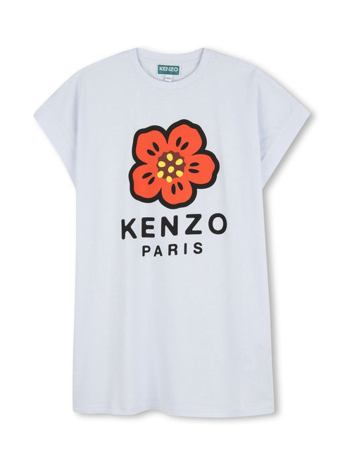 KENZO KIDS Blue Graphic Logo Crew Neck Short Sleeve Dress image 1