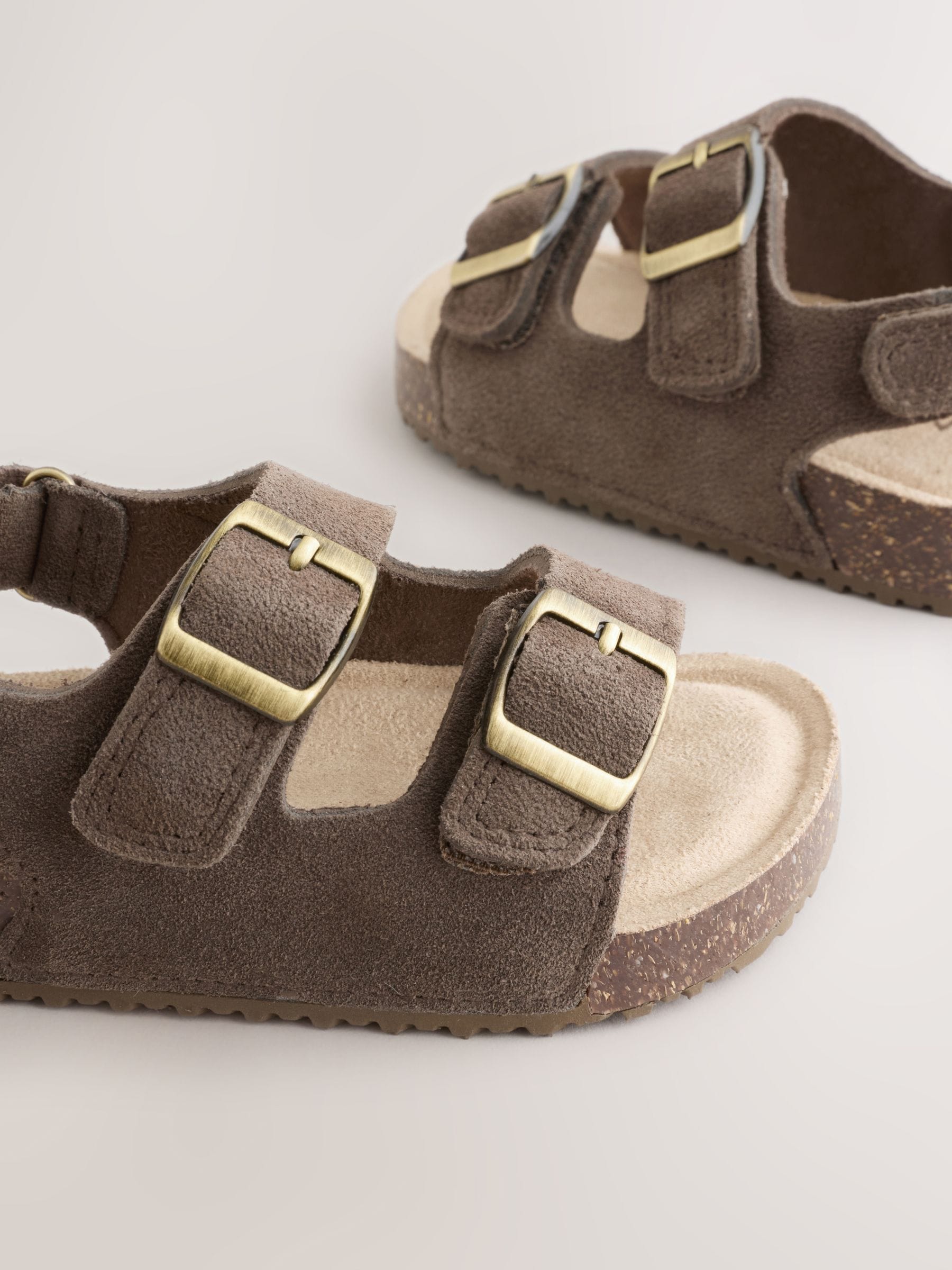 Chocolate Brown Corkbed Double Two Strap Sandals image 3