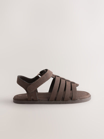 Chocolate Brown Ankle Strap Sandals with Touch Fastening image 2