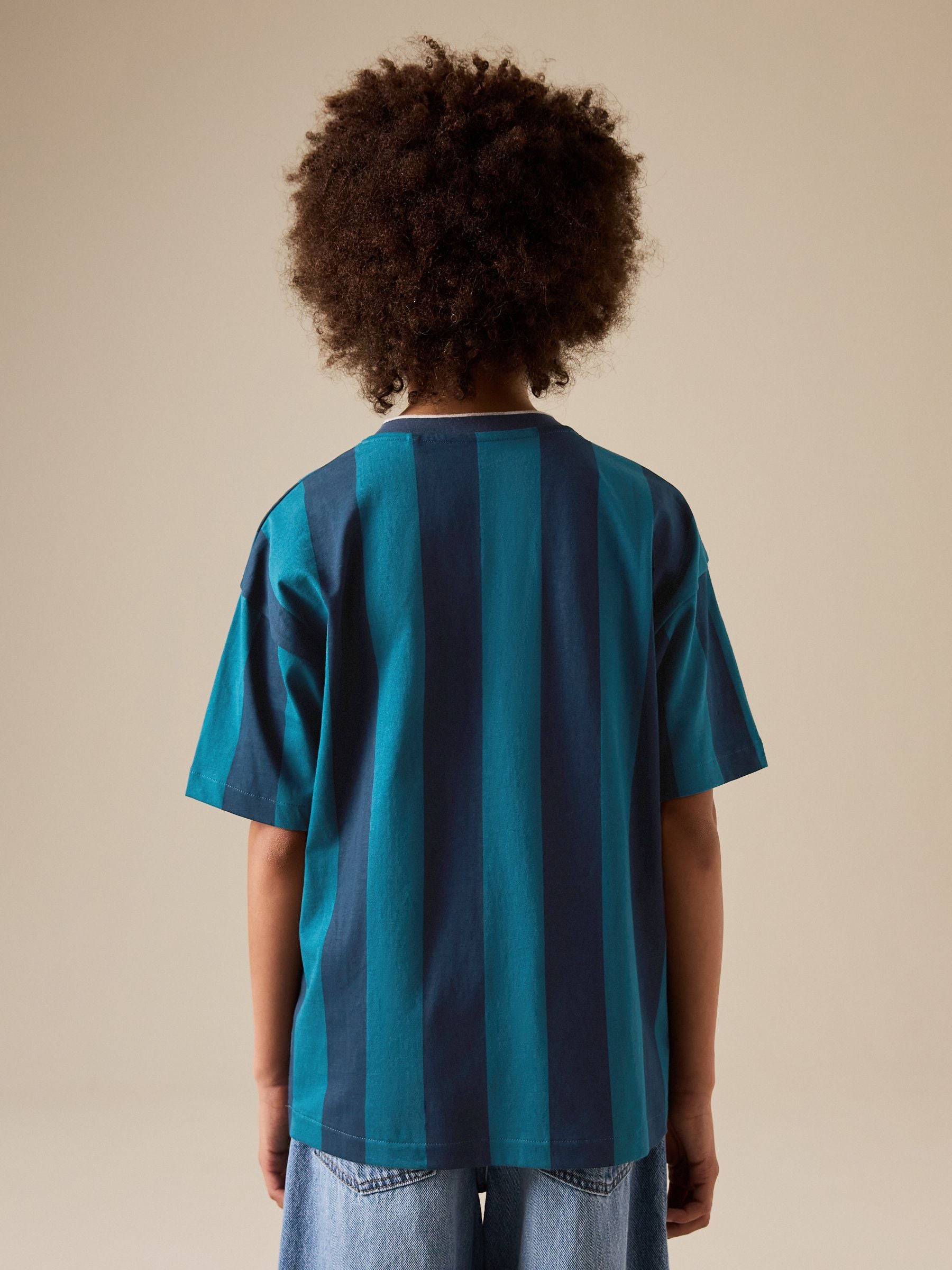 Dsiney Kidz - Teal/Navy Varsity Stripe Short Sleeve Graphic T-Shirt (3-16yrs) image 3