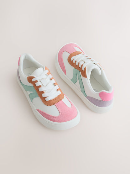 Pastel Colour Block Barefoot Lace-up Trainers image 1