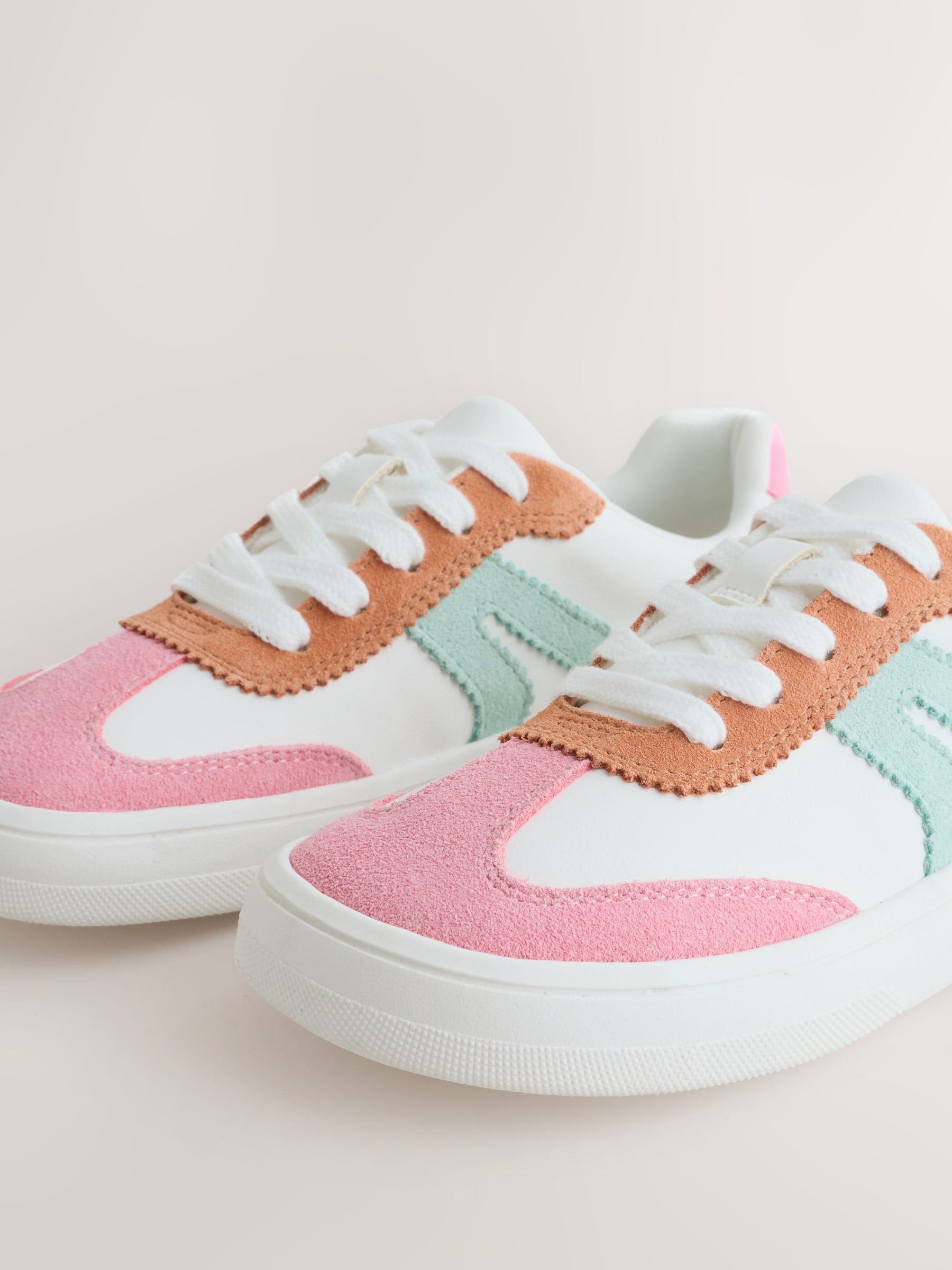 Pastel Colour Block Barefoot Lace-up Trainers image 3