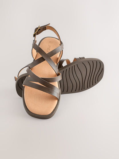 Chocolate Brown Standard Fit (F) Strappy Sandals image 3