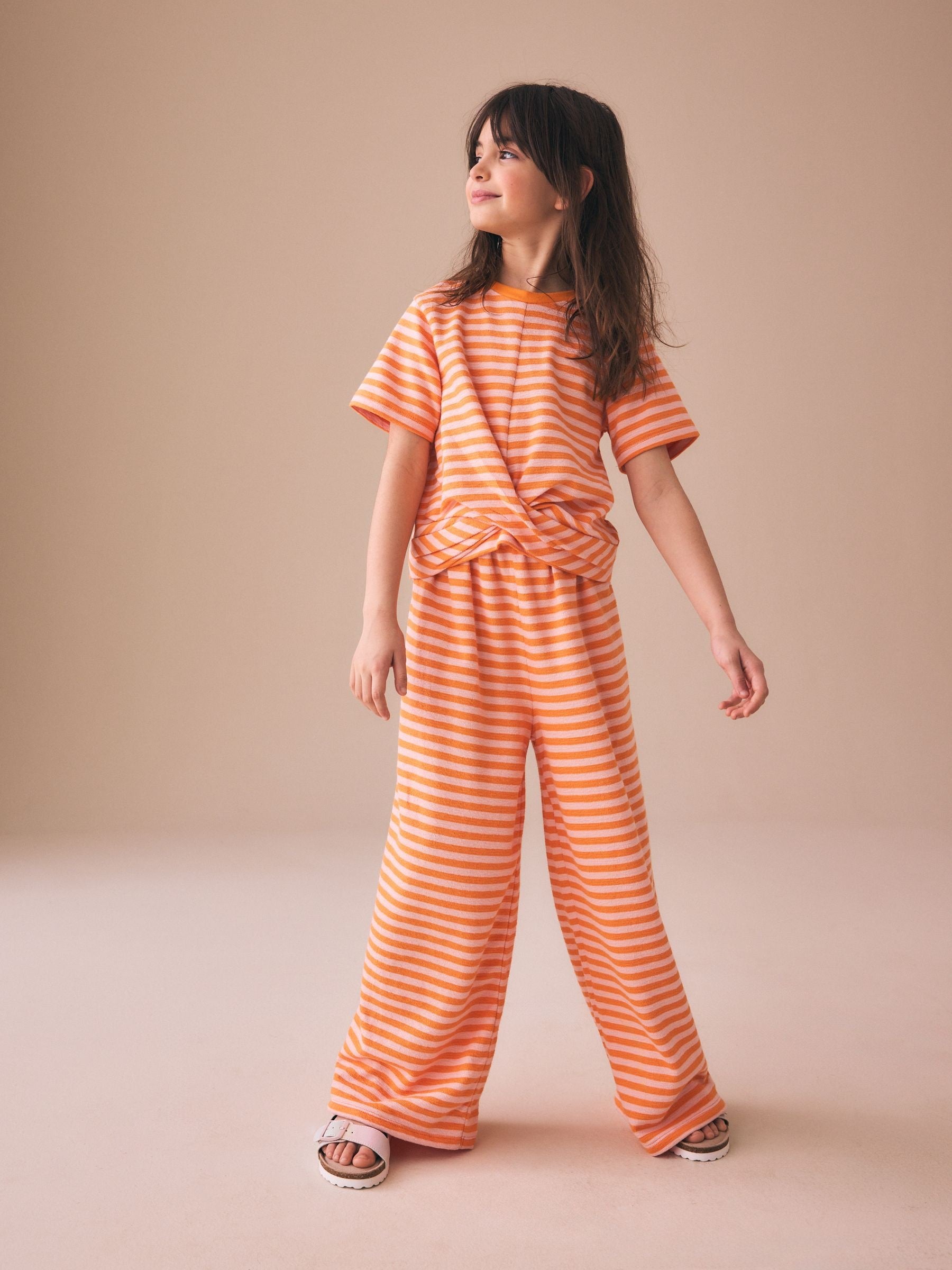 Dsiney Kidz - Orange Stripe Wrap Top And Wide Leg Set (3-16yrs) image 1