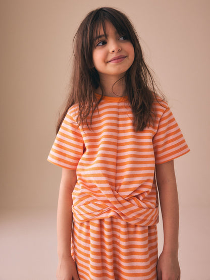 Dsiney Kidz - Orange Stripe Wrap Top And Wide Leg Set (3-16yrs) image 2